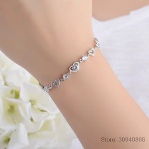 New 925 Sterling Silver heart Bracelet